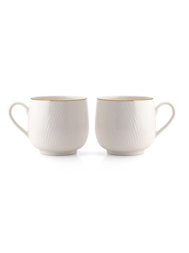 Image of Clay Craft Fine Ceramic Gold Printed Coffee /Tea Cups Set of 6-200 ml Each (Twig Imp), Tea Cup Set of 6, Mugs for Coffee, Cups Set of 6, Ideal for Gifting, Perfect for Home and Office