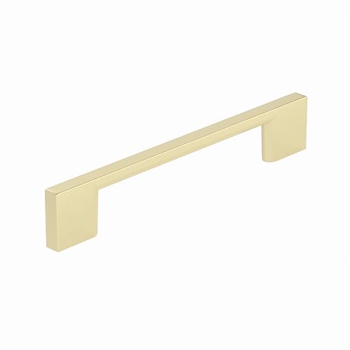 Image of Richelieu Hardware BP8160128160 Armadale Collection 5 1 /16-inch (128 mm) Center-to-Center Satin Brass Modern Rectangular Cabinet and Drawer Pull Handle for Kitchen, Bathroom, and Furniture