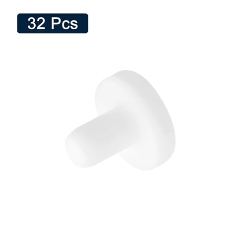Image of uxcell 32 Pieces White Rubber Stopper, 5mm Plug Holes for 4.5-4.8mm /0.18-0.19 inch Hole