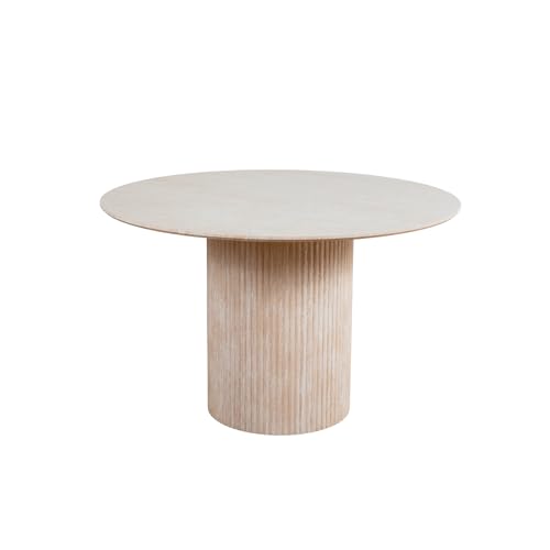 MAISON DES MEUBLES Table à Manger Ronde Pillard – Table Design Effet travertin pour Salle à...