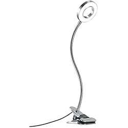 Lamparas De Mesa Jysk Eyocean Lámpara de lectura led, regulable con abrazadera para cabecero, dormitorio, oficina, 3 modos y 10 niveles de regulación, luz flexible de sujeción, incluye adaptador CE, 7 W, plateado