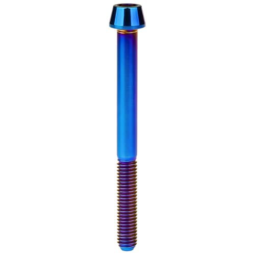 Image of Titanium Ti Bolt M5x9 16 18 20 25 30 35 40 45 50 55 60mm Tapered Head Screws Pack of 4 (M5x60mm, Burnt Blue)