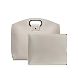 YXBQueen Elegante Damen Handtasche mit Metallgriff Grau teiliges Set