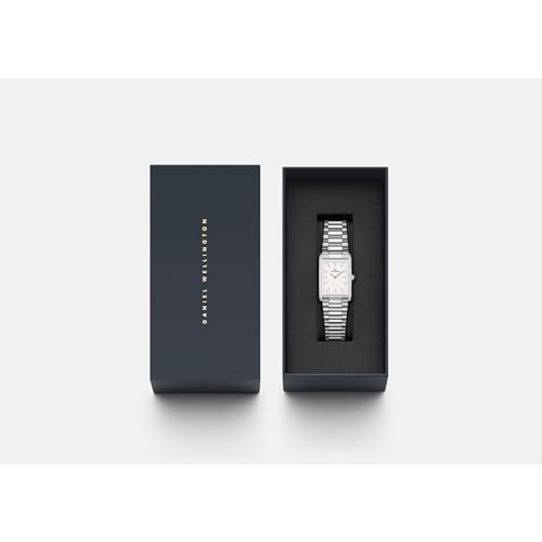 Image of Daniel Wellington Bound Analog Watch for Women with White Rectangle Dial & Silver Stainless Steel Bracelet Band Water Resistant Women's Wrist Watches - DW00100700K