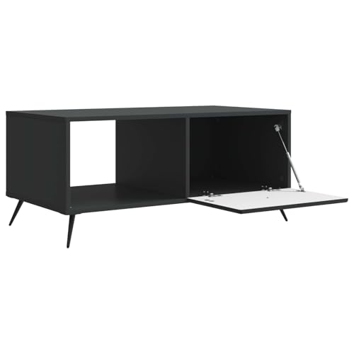 Table basse noire en bois 90cm table d'appoint salon vintage - 4