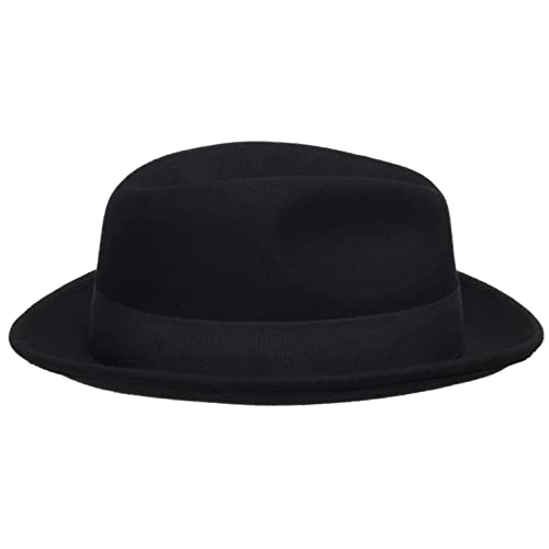 Ultrafino Crooner Wool Felt Fedora Trilby Snap Brim Hat Lined Black 7 1/4 #TOP3