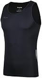TLRUN Herren Lauf-Tanktop Ultra leichtes Marathon Singlet Shirts Dry Fit Workout ärmelloses T-Shirt - Schwarz - Groß