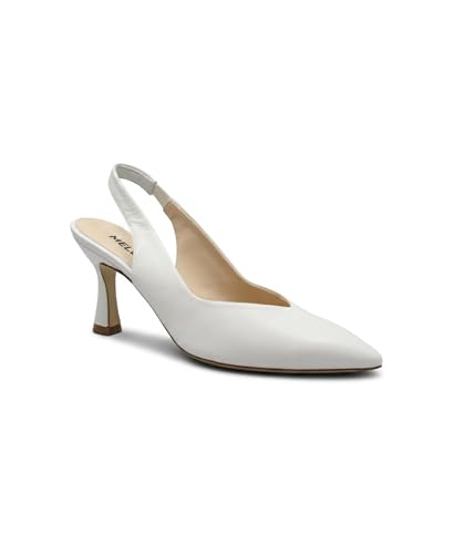 Zapatos slingback blancos Melluso decolletè de piel con tacón y punta fina mujer