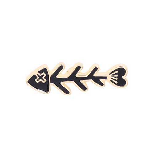 Image of Black Fish Bones Enamel Pin Collect Cute Arts Metal Cartoon Brooch Backpack Clothes Collar Minimalism Lapel Badges Jewelry