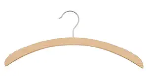 NAHANCO 40017HU Premium Retro-Style Wooden Shirt Hanger with Brushed Chrome Hook, Rounded Shoulders with Rubber Non-Slip Grippers, 16