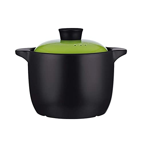 Olla de cerámica antiadherente grande cacerola cacerola de cerámica redonda con tapa, olla de 21 cm, 4 litros (4)