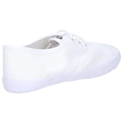 Mirak Girls Morris Lace-Up Textile Plimsoll Sneaker Shoe White (Med) White Textile UK Size 10 (EU 28)