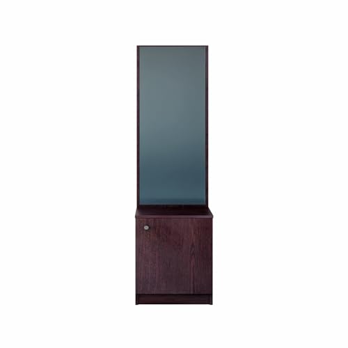 Image of VIKI |Engineered Wood Dressing Table 1 Door with Shelf, Mirror and Huge Storage Space | Vanity for Living Room, Bedroom (Dark Wenge - 43.8W x 40D x 182.6H cms)