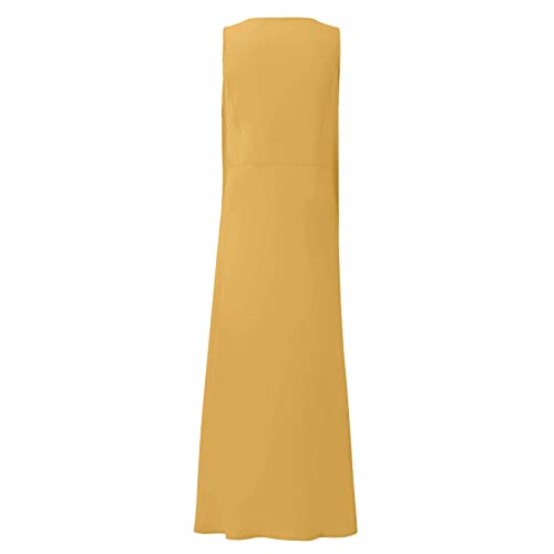 Plus Size Cotton Linen Summer Dresses for Curvy Women 2025 Sleeveless Maxi Vacation Beach Sundresses with Pockets