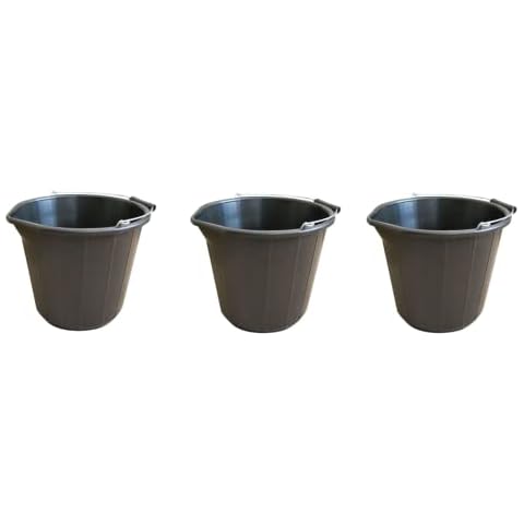 Black Plastic Builders Bucket with Handle | Strong 3 Gallon (14 Litre) Bucket | HomeXpress® (1) Cover