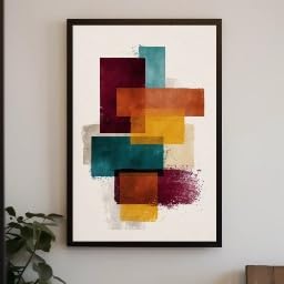 Tableau aquarelle sur toile géométrique pour un salon contemporain zen et minimaliste