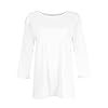 Ladies Tshirts Loose Fit Womens Lightweight Solid Color Tops 3/4 Sleeve Casual Gym Fashion Daily T-Shirts Ladies Summer Round Neck Blouses 01-White L #5