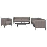 Brokky 3-teiliges Sofaset, Wohnzimmermöbel, Stoff, Grau, Taupe