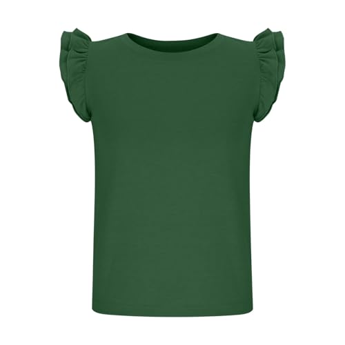 Girls Shirts Ruffle Solid Color Short Sleeve Summer Cute Casual Crewneck Tops Blouse Tee Beach Wear Sports4