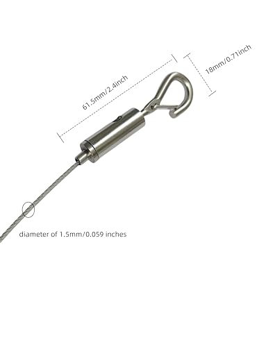 Image of Adjustable Picture Hanging Wire Kit 2Pcs,Heavy Duty Stainless Steel Wire Rope 1.5m x 1.5mm for Hanging Mirrors,Frame,Lamps,Billboards,Basket Flowerpot - Holds Up to 79lbs(36kg)