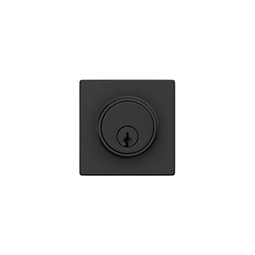 Image of Deadbolt with Square Trim, Keyed 1 Side, Matte Black Finish