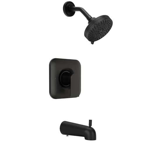 Kit de Recorte para Ducha Matte Black Genta Compatible con Moen T2473EPBL, Fácil de Instalar, con Cabezal y Manija de Ducha de Función Única, Requiere Válvula 2510 miniatura 1