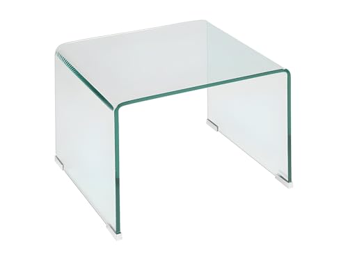 Vente-unique Mesita de Noche con Cristal Templado Curvo