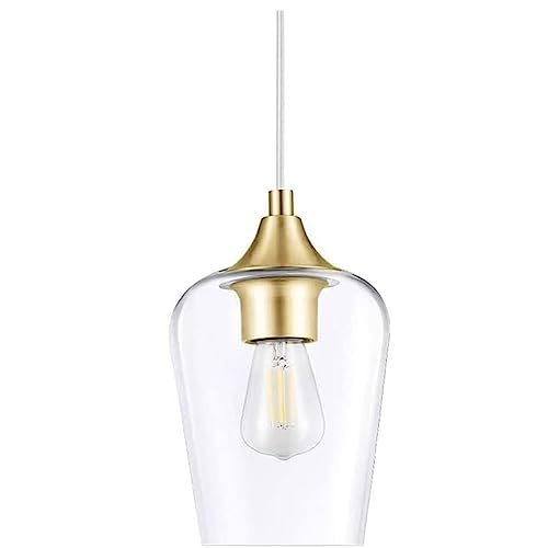 Suspension en verre transparent vintage doré au design raffiné pour une chambre moderne