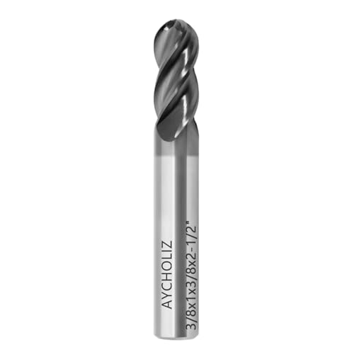 Image of 3 /8 inch Ball Nose Carbide End Mill 4Flutes Carbide Milling Cutter HRC55 CNC Router Bits with AlTiN Coated for Alloy Steel