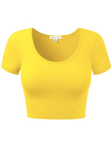 Women Cotton Scoop Neck Crop Tops Short Sleeve...