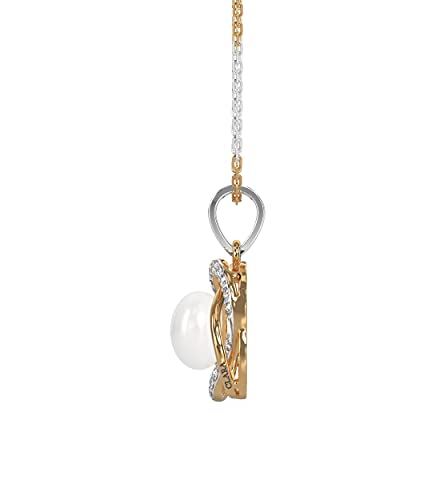 CLARA 925 Sterling Silver Real Pearl Knot Pendant Earring Chain Jewellery Set | Gold Rhodium Plated | Gift for Women & Girls