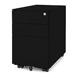Sanoolir Locking File Cabinet 3 Drawer, Mobile File Cabinet on Wheels Under Desk fits Legal/Letter/A