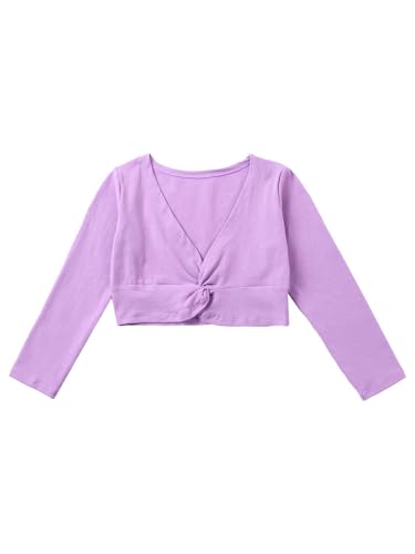 Hularka Kids Girls Ballet Dance Knitted Wrap Tops Sweater Long Sleeve Sports Cardigan Tops Dress Cover Up3