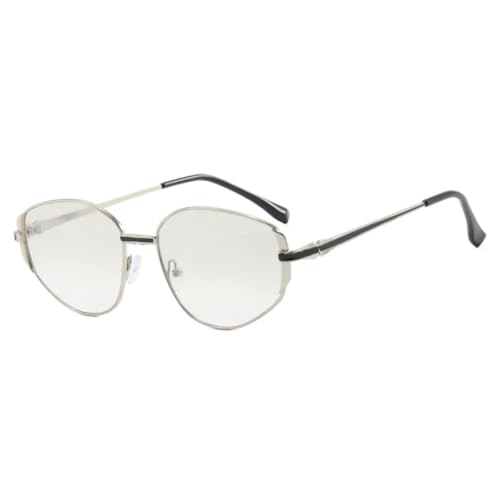 Lunettes de soleil ovales vintage classiques en métal multicolores et argentées
