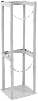 Heavy-Duty Propane Tank Holder - Steel Nitrogen Cylinder Mount with Safety Chain & Screws - Secure & Durable Frame for Outdoor Gas Tanks - Fits Most Sizes