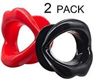 2 Pieces Silicone Rubber Anti-wrinkle Anti-aging Face Slimmer Mouth Muscle Tightener Face Exercise Exerciser Lips Trainer Face-lift (2 pcs, Red and Black)