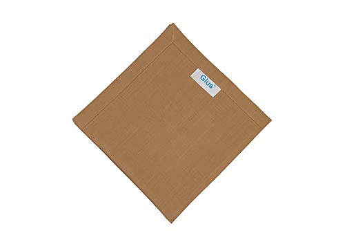 Image of Cotton Mercerised Dining Table Napkins, Set of 4, Solid Plain Colour, Heavy Weight,More Than 2 cm Mitered Hem,Washable at 40C (Mustard, 45 X 45 Cms)