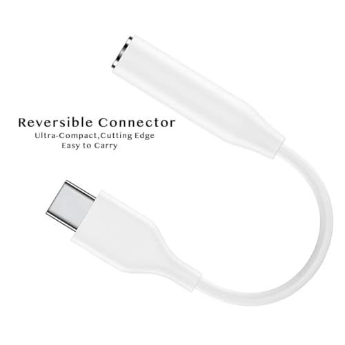 Image of Samsung Type C to 3.5mm Headphone Jack, Upgrade 32bit Hi-Fi Sound Compatible with Samsung Galaxy S24 /S23 /S22 /S21 /S20 (Ultra /Plus /Fe), Note 20 /20+ /10,Flip /S /A /F /M Series (White)
