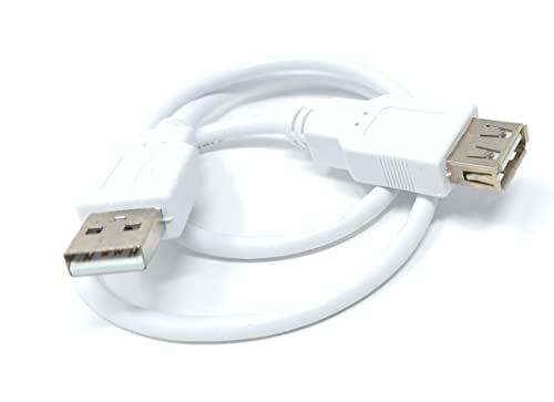 DRUT 50cm short USB Male to USB Female 2.0 24AWG High Speed EXTENSION Cable A Plug to Socket 1.6ft White, 50 cm - Image 2