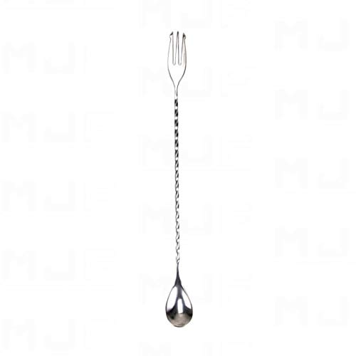 MJFLAIR light 304 stainless steel cocktail Bar Spoon with fork-Silver(30/40cm) (30)
