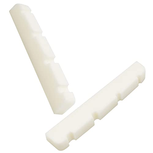 2Pcs 4 String Bass Nuts Cattle Bone Slotted Replacement Compatible With Fender Squire Jazz Pb Bass, 38 X 6 X 3.5Mm #TOP1