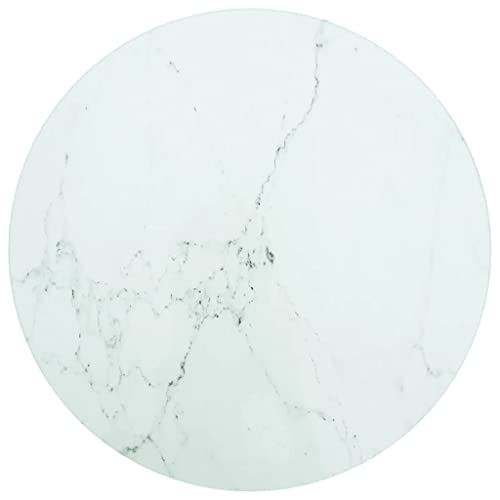 homiuse Tablero blanco redondo 30 x 0,8 cm vidrio templado con aspecto de mármol redondo escritorio de vidrio templado parte de la mesa de repuesto para mesa de comedor mesa de centro mesa de jardín