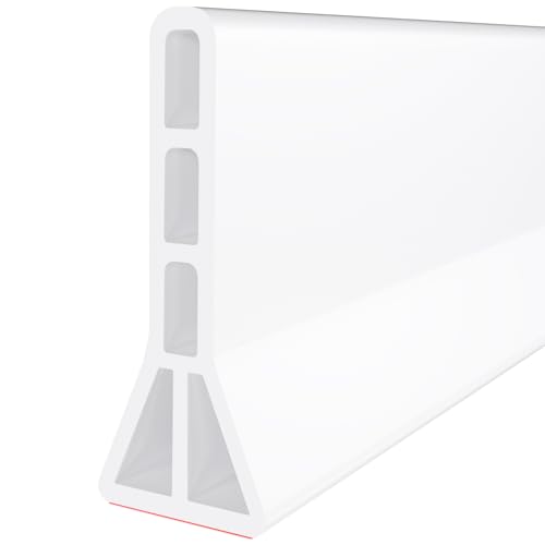 Raycity 3 High Shower Threshold Water Dam 59 IN Collapsible Shower Water Splash Guard for Curbless Shower Threshold Barrier Water Stopper for Wet and Dry Separation Bathroom and Kitchen (White)
