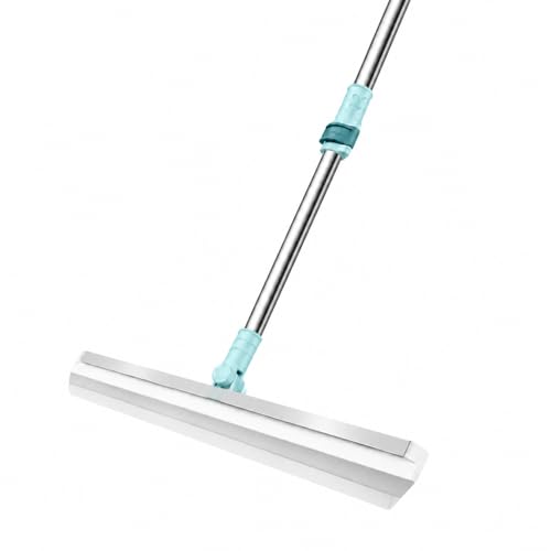 Image of Floor Wiper with Silicone Blade | Magic Broom Water Squeegee for Bathroom, Tiles, Marble, Glass & Balcony | 180 Swivel Head Adjustable Long Handle Multipurpose Cleaning Wiper