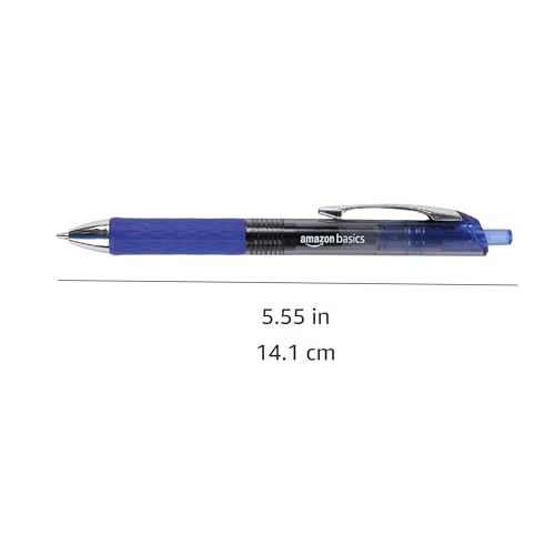 Image of Amazon Basics Retractable Gel Pens, Fine Point 0.7mm, Smooth Writing, No-Smear Ink, Blue, 12-Pack