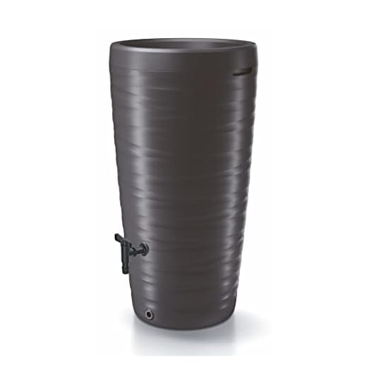 Spetebo Design Depósito de Agua de Lluvia 240 L con Grifo - Antracita - con Bandeja para Plantas como Tapa - Barril de Agua de plástico Flores Plantas macetas Maceta Resistente a Las heladas