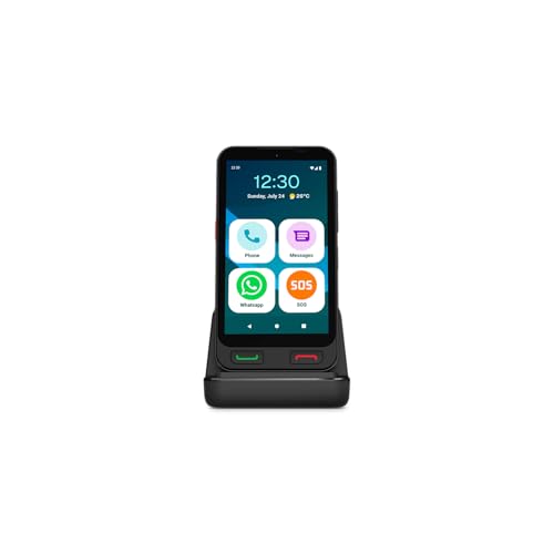 SPC Zeus 2 + etui | Smartfon dla seniorów kompatybilny ze zdalnym zarządzaniem i lokalizacją aplikacji, tryb łatwy, fizyczne przyciski, ikony XXL, 5", podwójny aparat 64 GB, stacja ładująca, przycisk