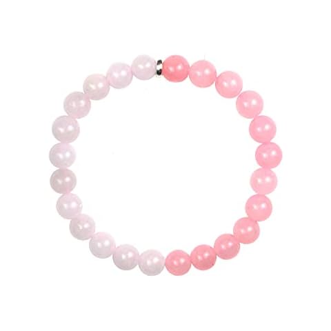 Natural 8mm Gemstones Bead Bracelet,Rose Quartz & White Jade Crystal Bracelet,Healing Crystal Bracelet for Women Cover