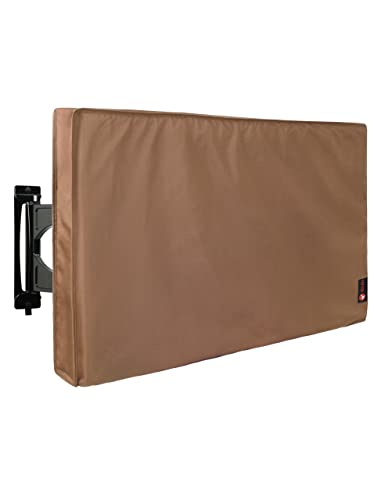 iBirdie Outdoor Waterproof and Weatherproof TV Cover for 60 to 65 inch Outside Flat Screen TV - Brown Cover Size 58''W x 37''H x 5.5''D - 4