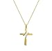 JewelExclusive 10K Yellow Gold Natural Round-Cut Diamond Accent (I-J Color, I2-I3 Clarity) 3 Stone Cross Pendant 18"